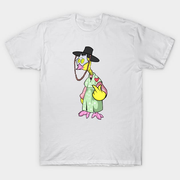 Cute korean traditional styled chicken cartoon figure illustration T-Shirt by slluks_shop